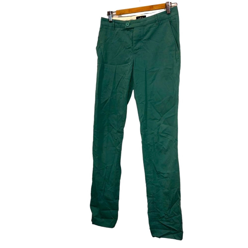 A.P.C. loden sea moss green cotton flat front chino pants cotton 36 S 29…